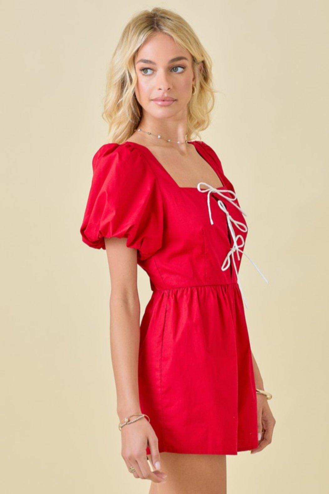 Tie Bubble Slv Romper Product Image