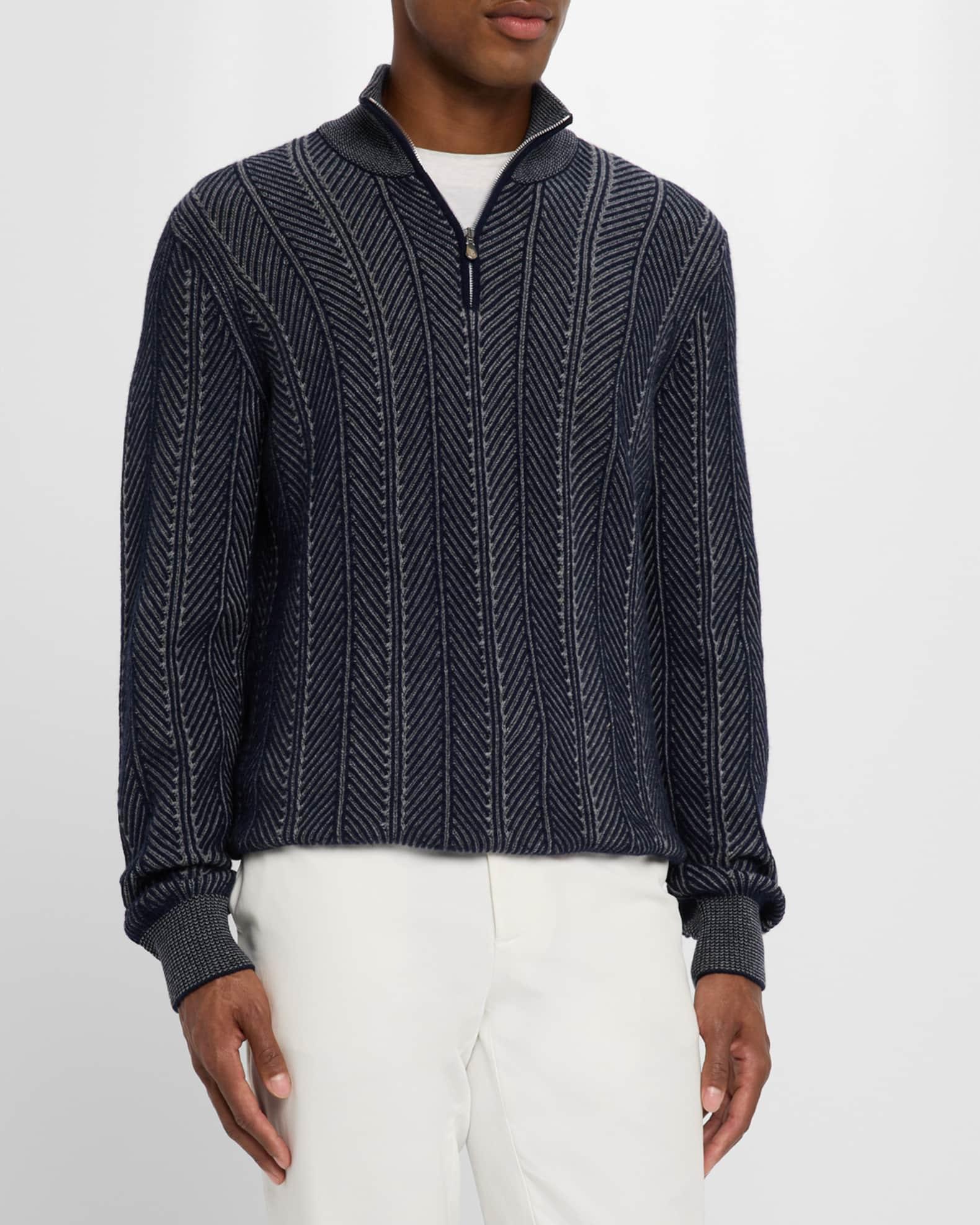 Men's Cashmere Chevron Vanise Quarter-Zip Sweater Product Image