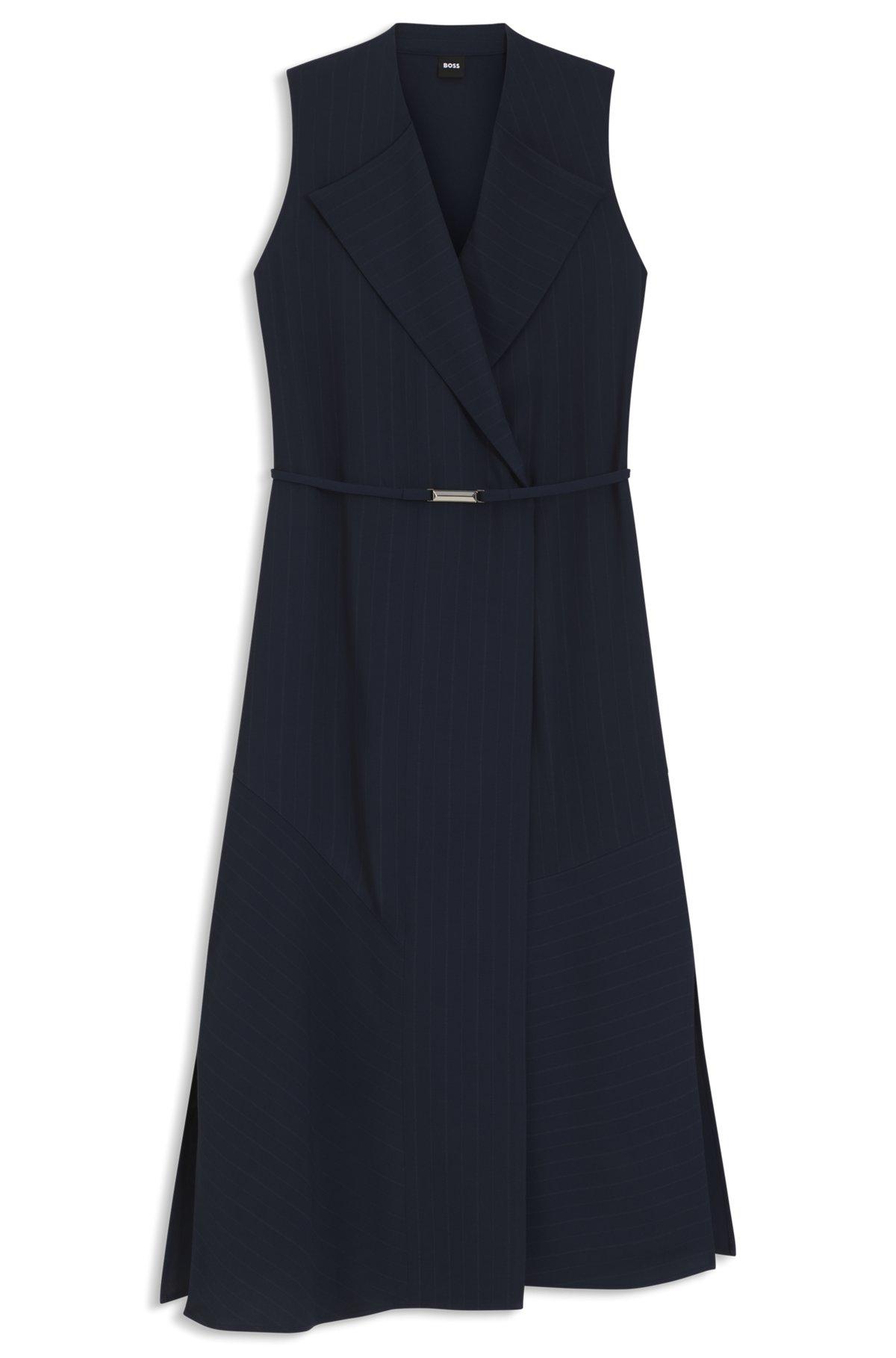 Pinstripe dress with buttoned wrap front Product Image