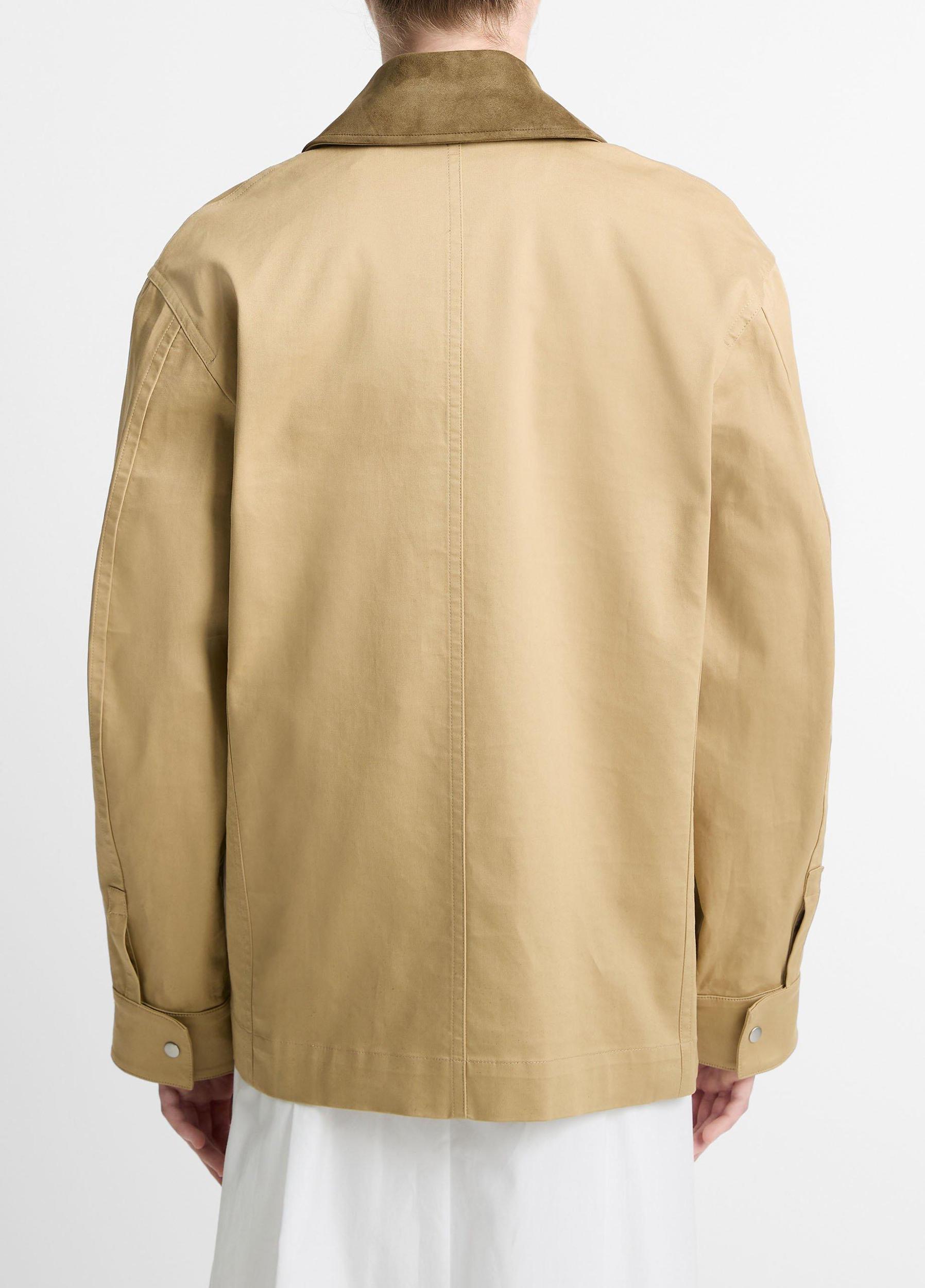 Suede-Collar Cotton Utility Jacket Product Image