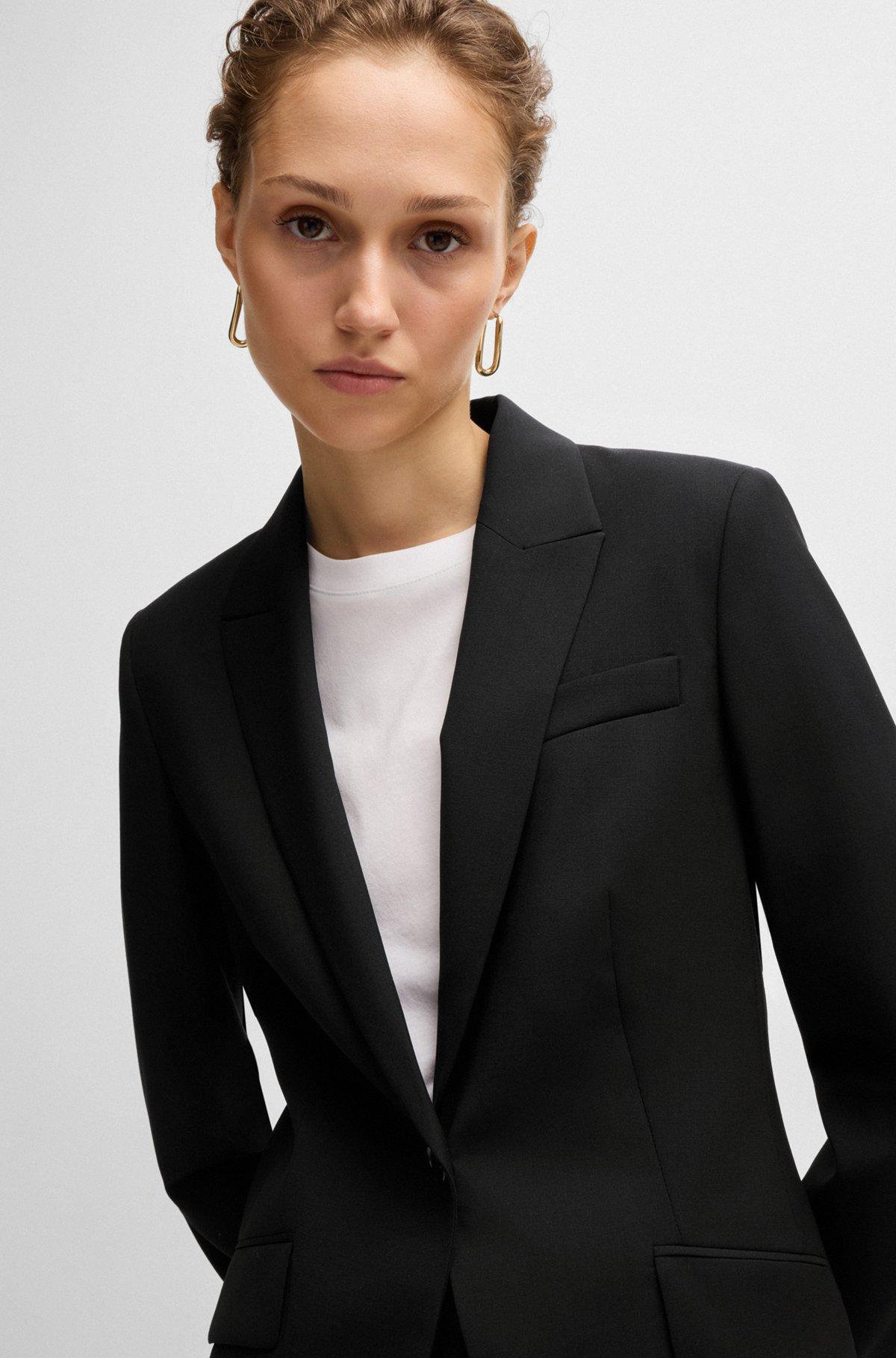 BOSS - Regular-fit jacket in virgin wool with tussah silk - Black Product Image
