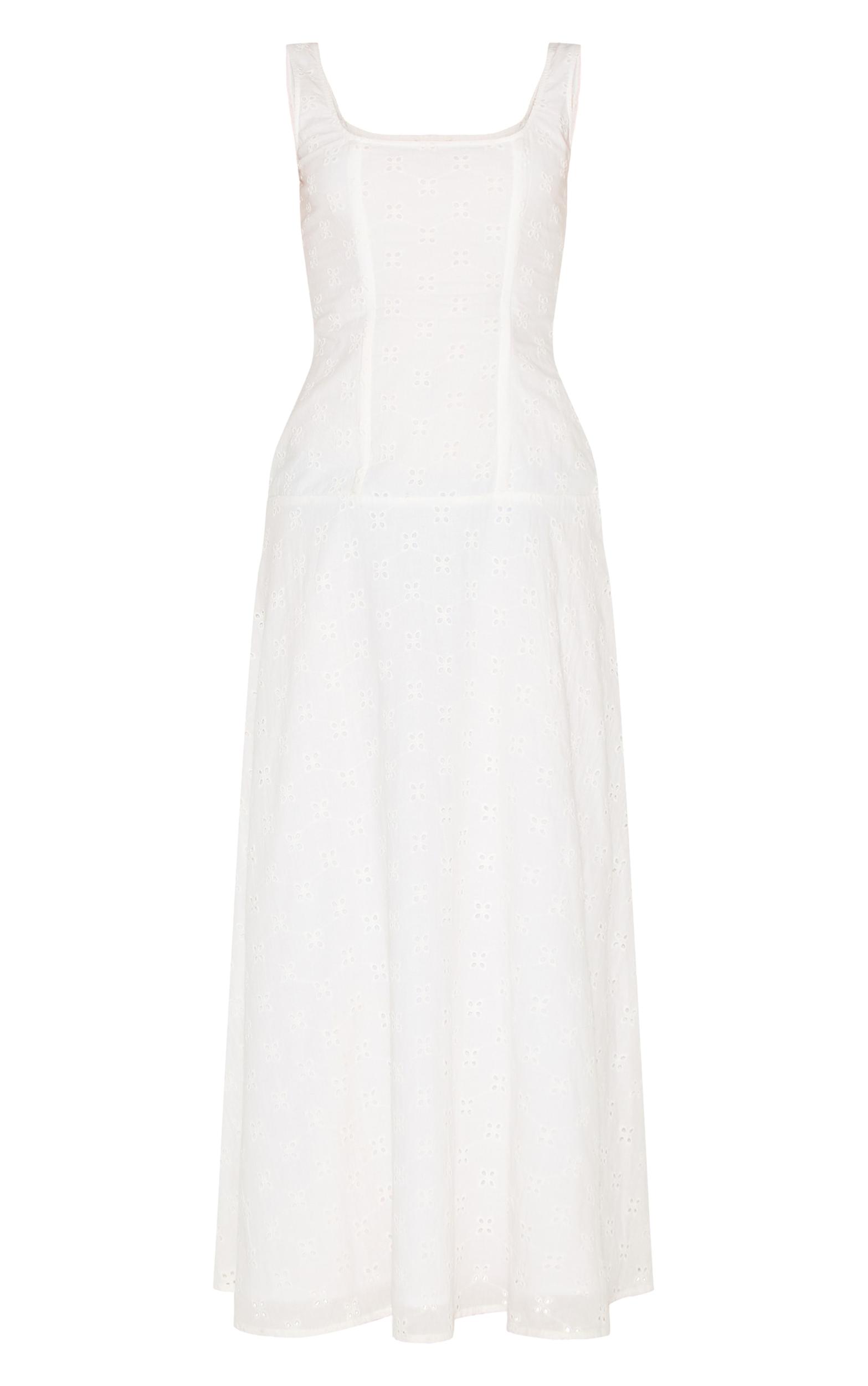 White Broderie Corset Midaxi Dress Product Image