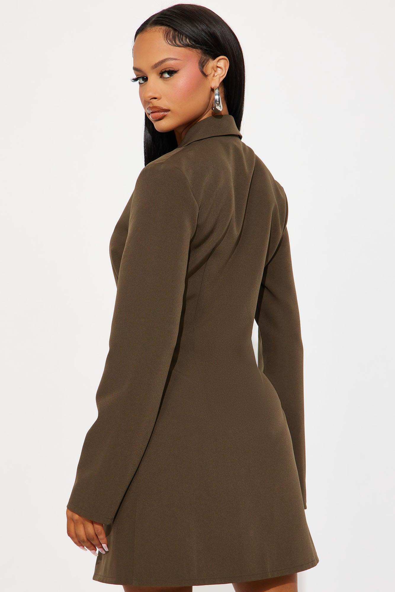 Pay Attention Blazer Mini Dress - Olive Product Image