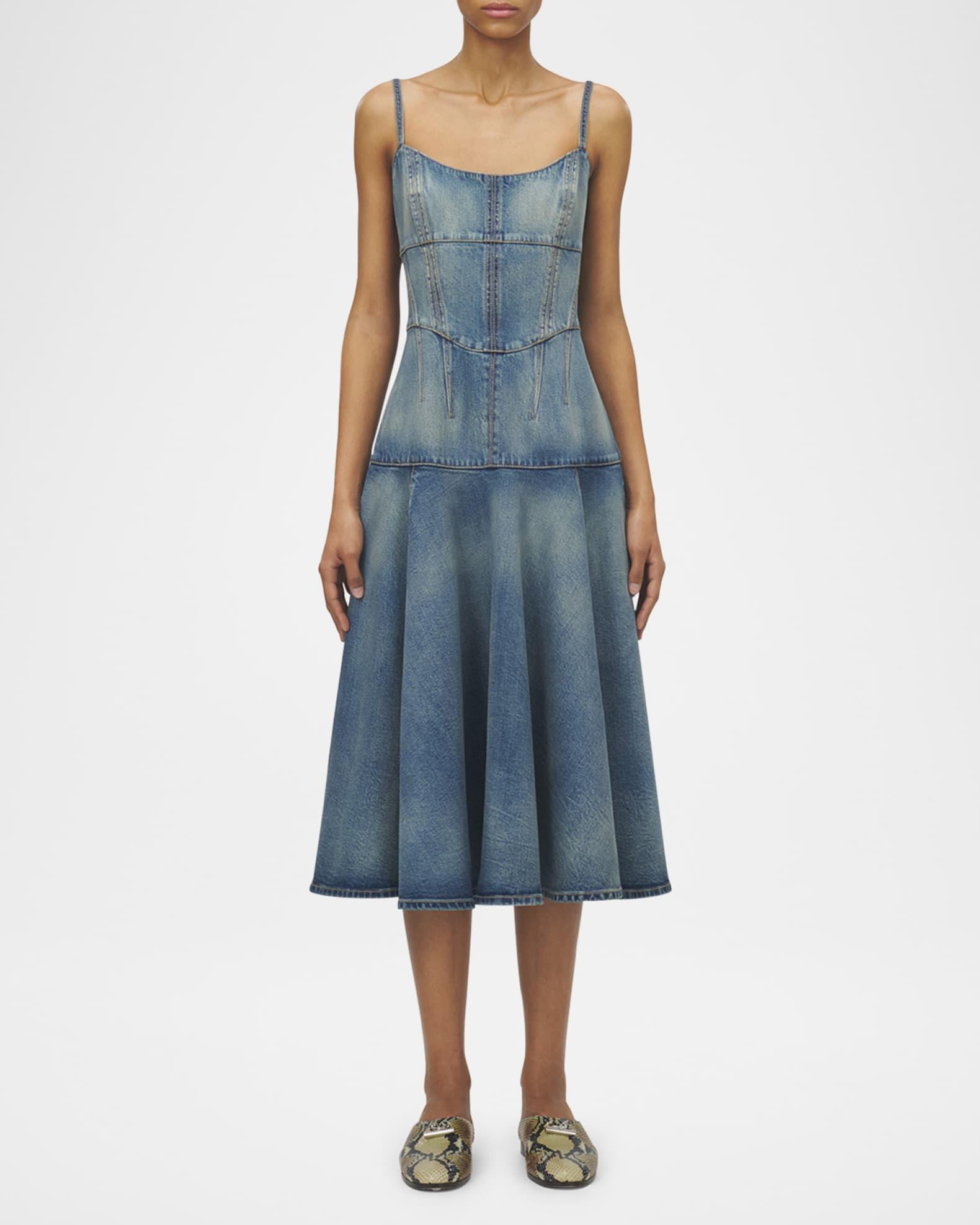 Seamed Denim Midi Dress Product Image