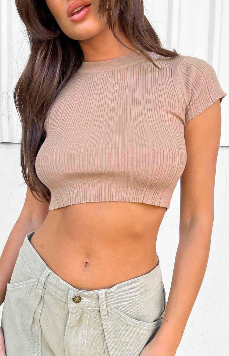Shelbs Mocha Rib Knit Tee Product Image