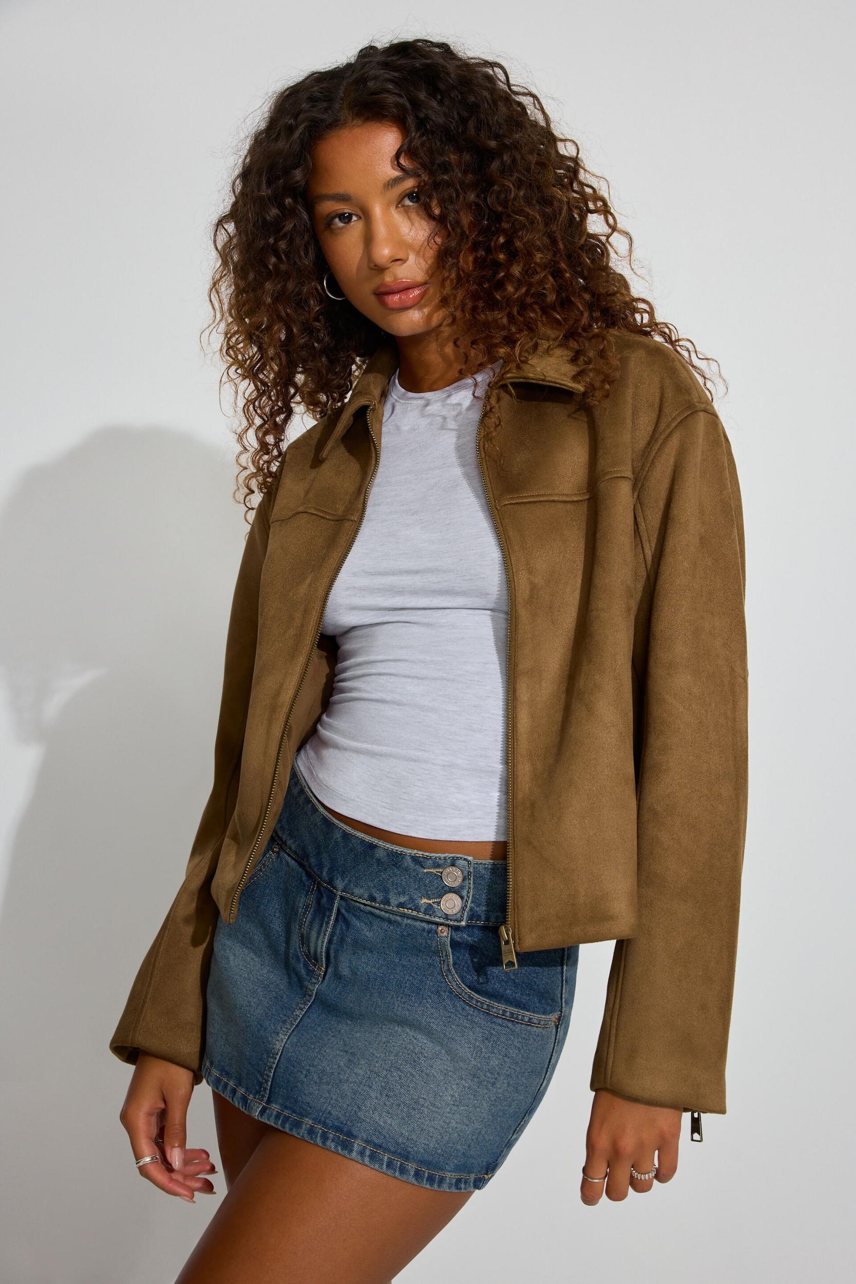 Oversized Suede Worker Jacket Product Image