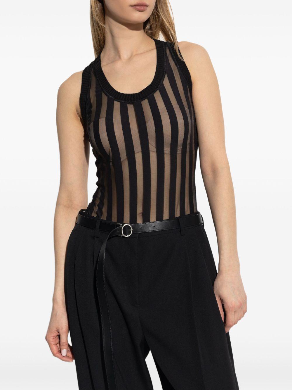 Edam sheer striped bodysuit Product Image