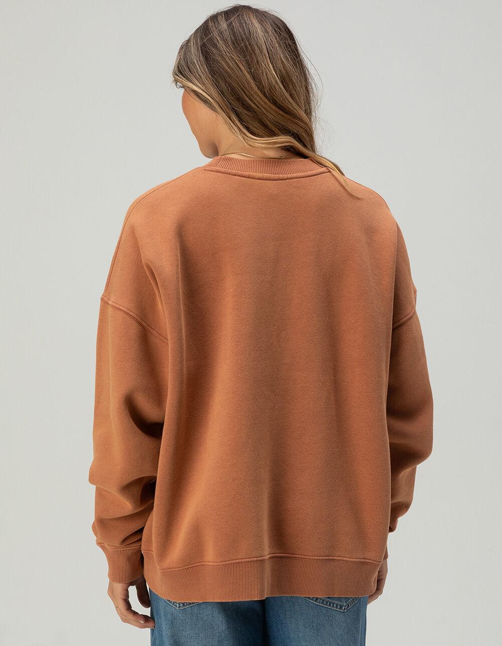 ROXY Lineup Womens Oversized Crewneck Sweatshirt - BROWN Product Image