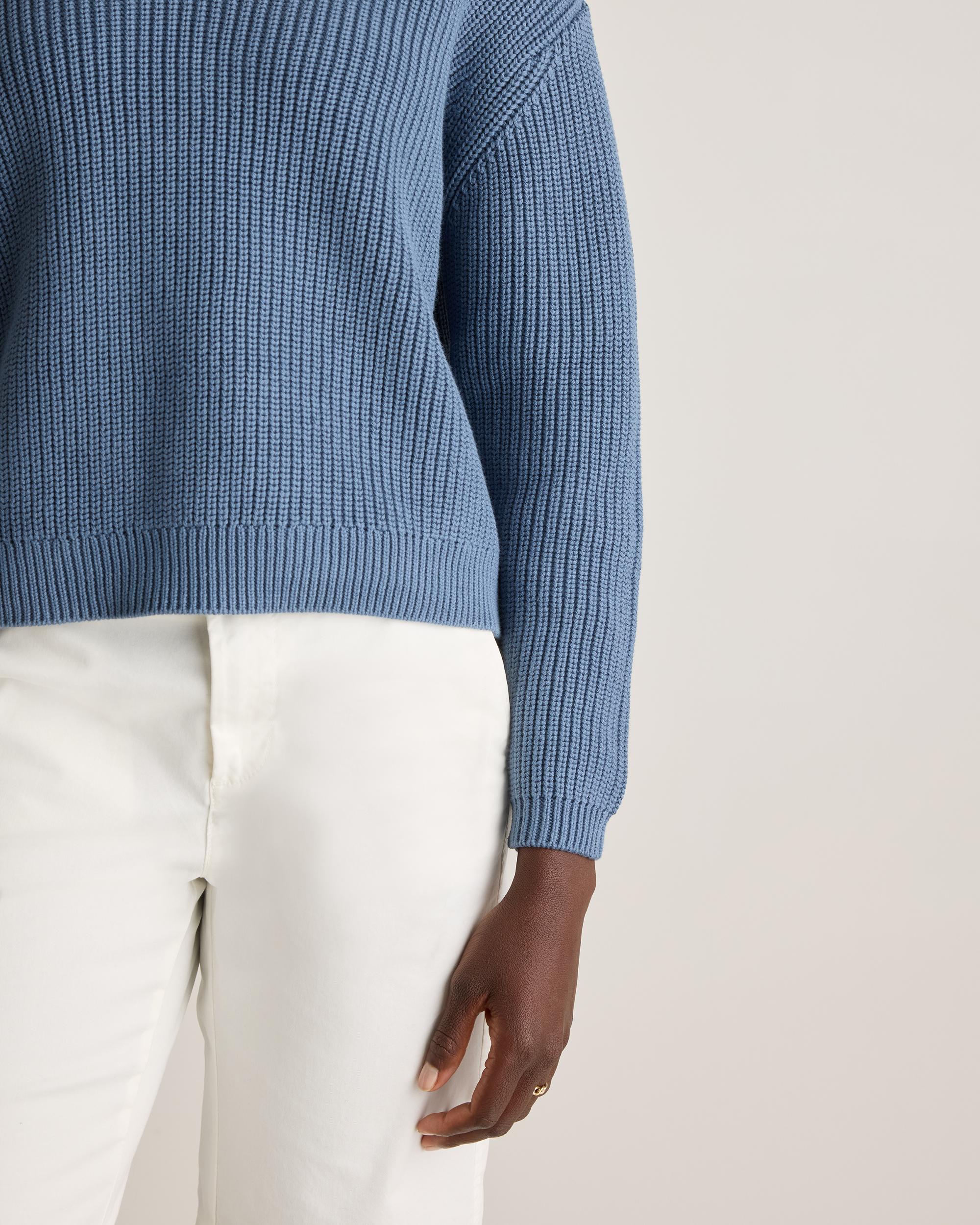 Quince | Women's Fisherman V-Neck Sweater Size XL, Organic Cotton Product Image