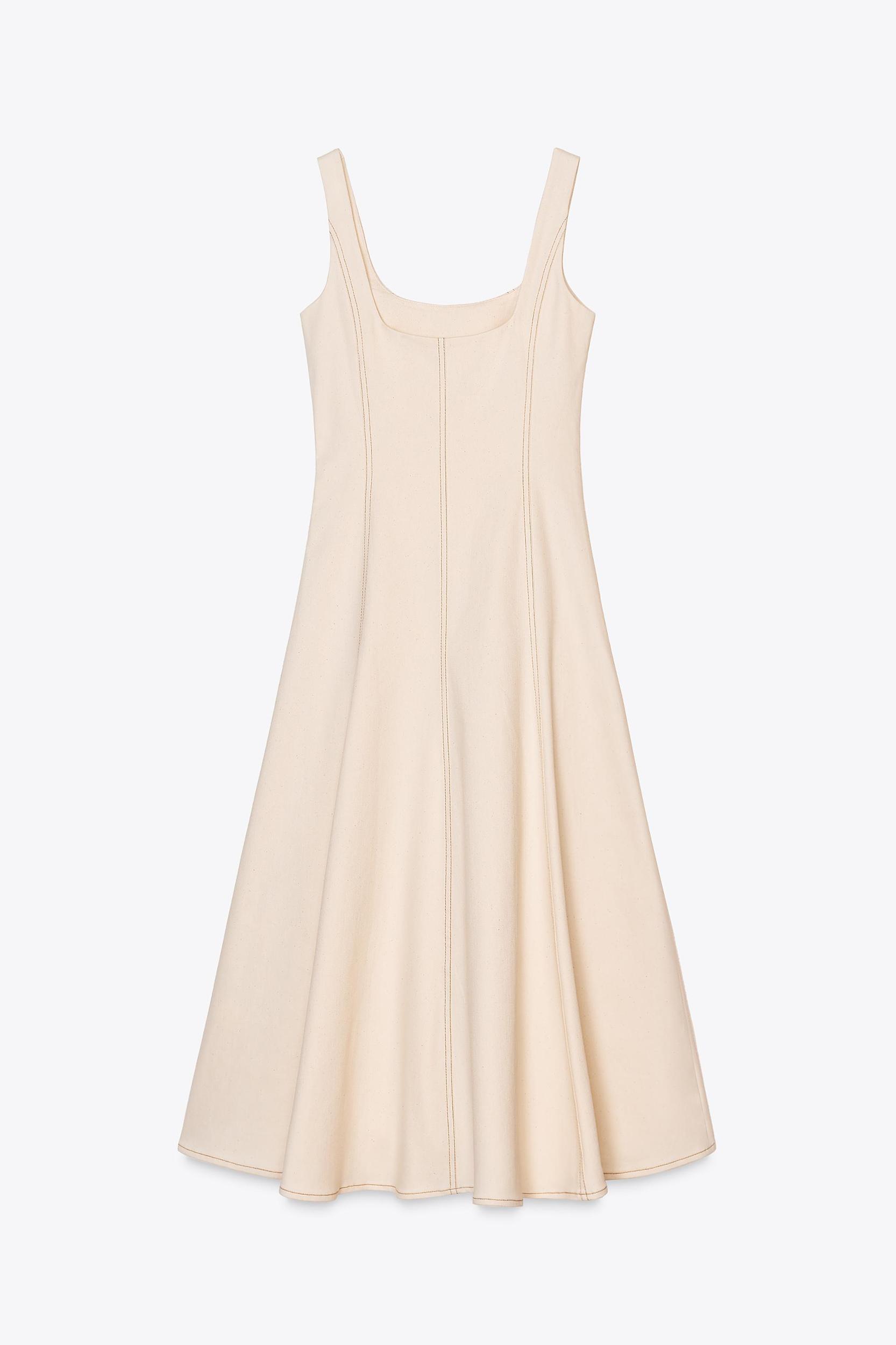 TOPSTITCHED MIDI DRESS Product Image