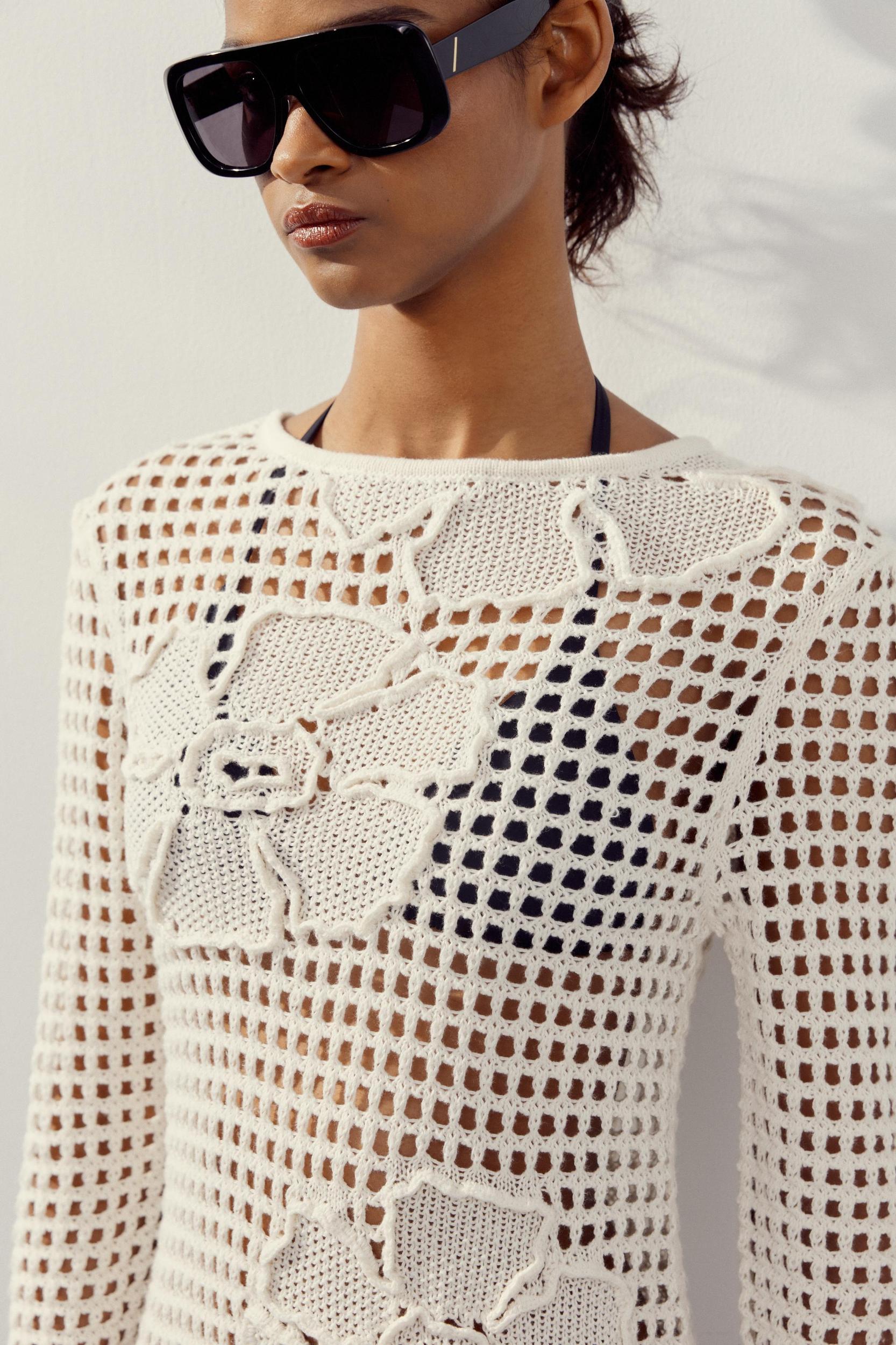 FLORAL CROCHET KNIT DRESS Product Image