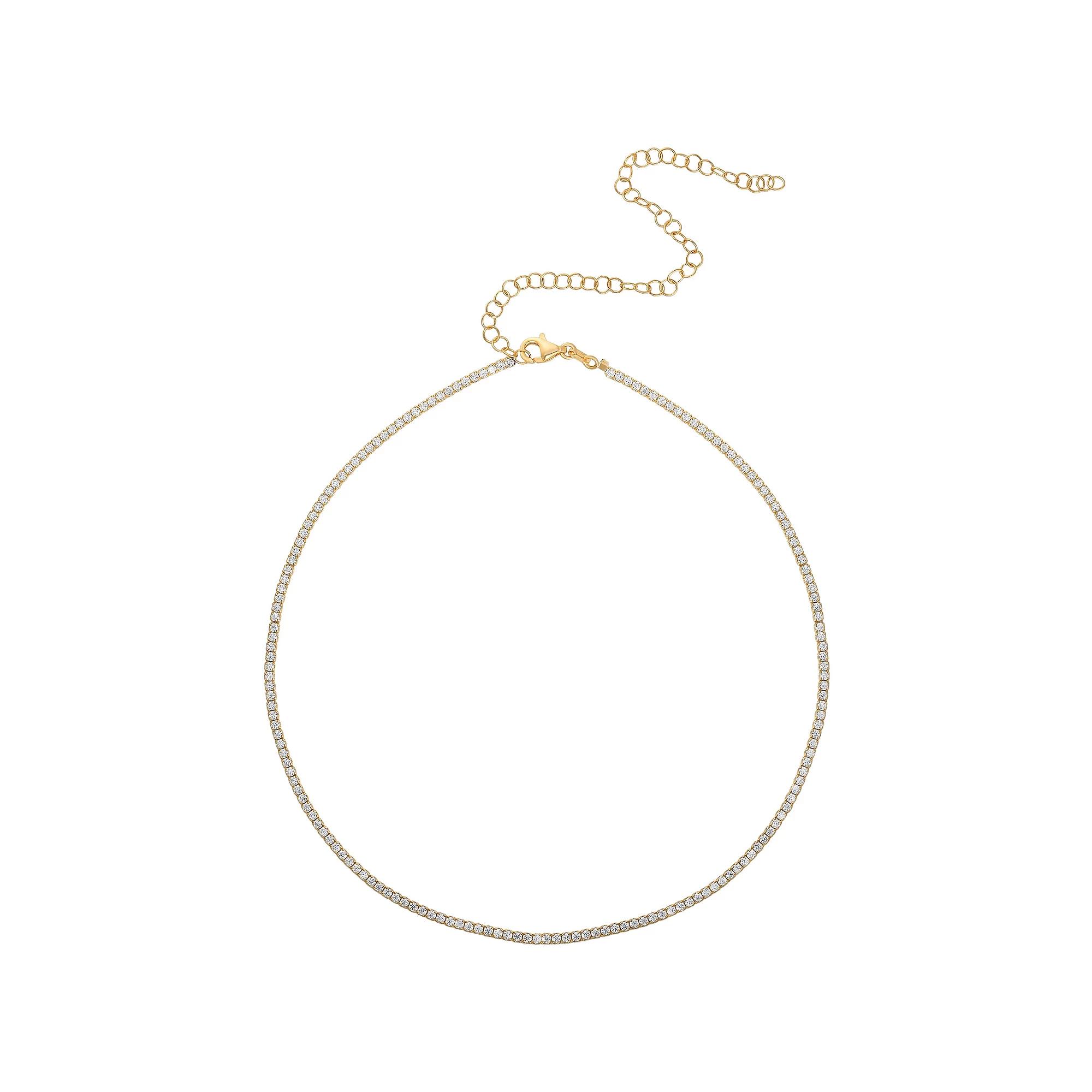 Sunkissed Sterling Cubic Zirconia Tennis Chain Choker Necklace, Women's, Size: 14", Gold Tone Product Image