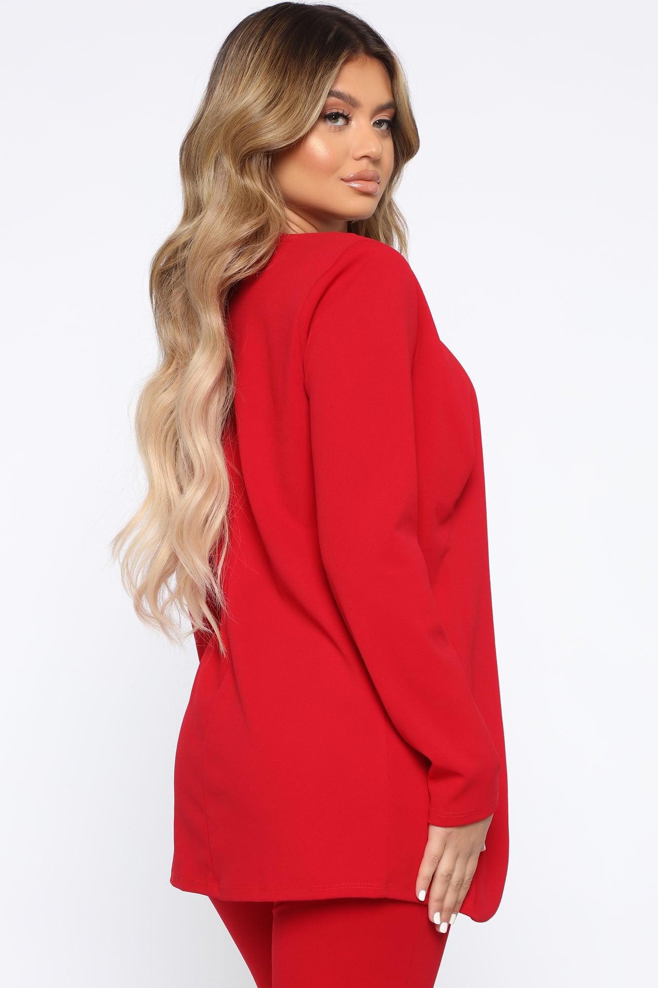 Payin' It Forward Blazer Set - Red Product Image