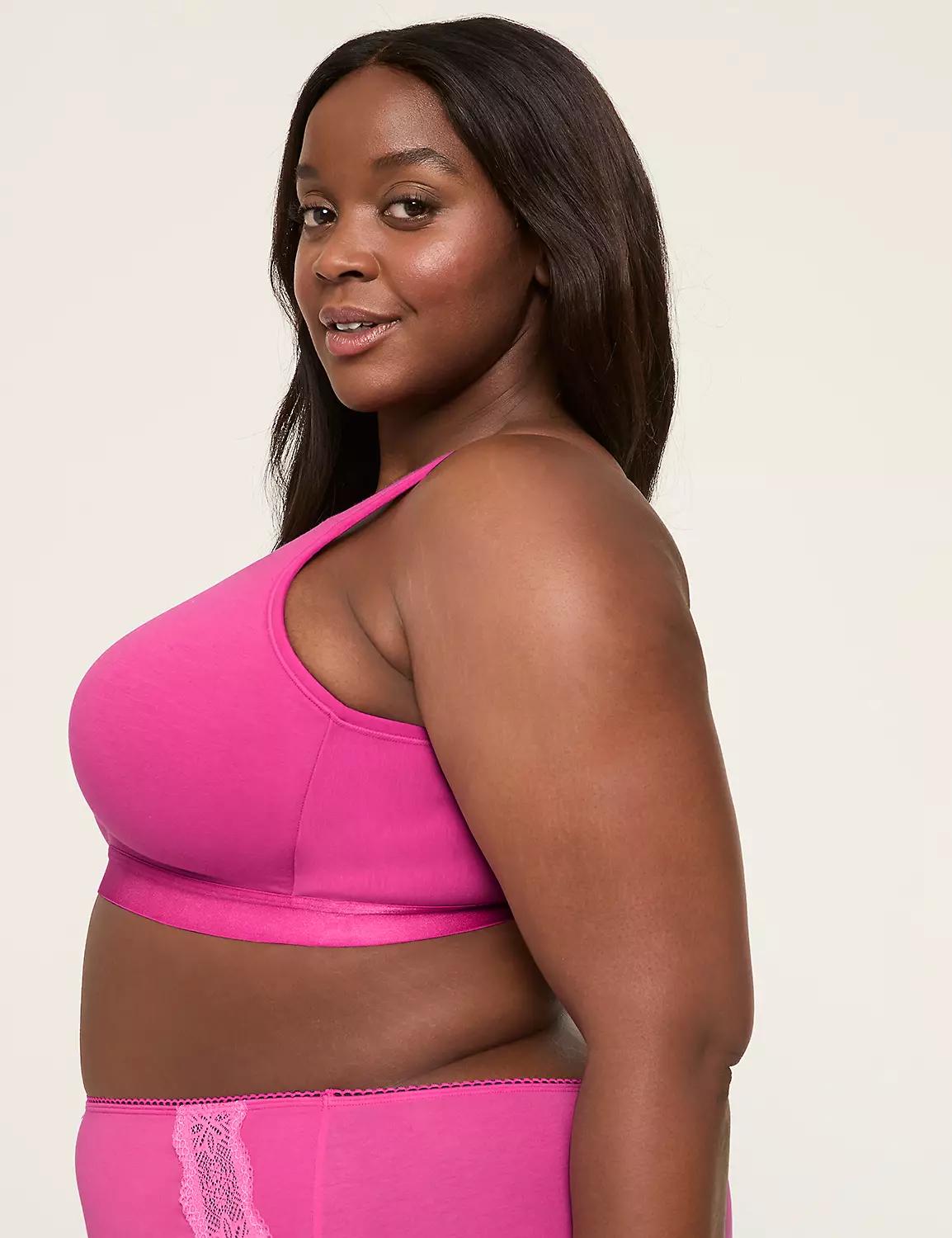 Cotton Lightly Lined No-Wire Bra With Lace Product Image