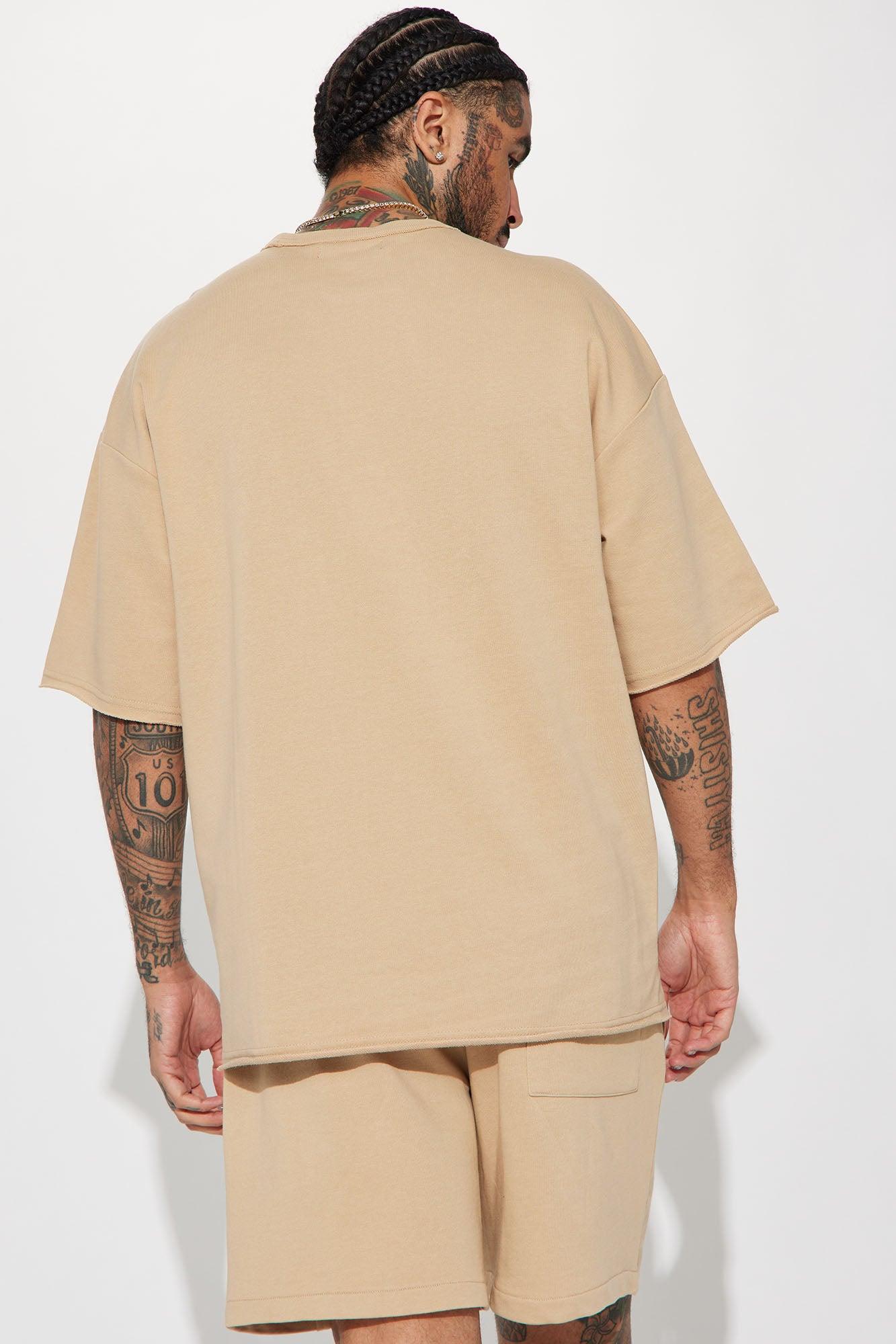 I Like How It Looks Oversized Terry Short Sleeve Tee - Tan Product Image