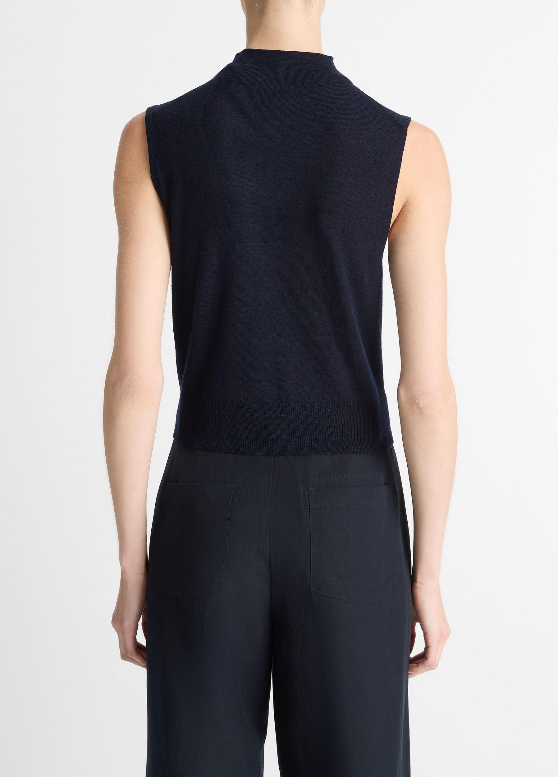 Wool-Blend Sleeveless Mock-Neck Sweater Product Image