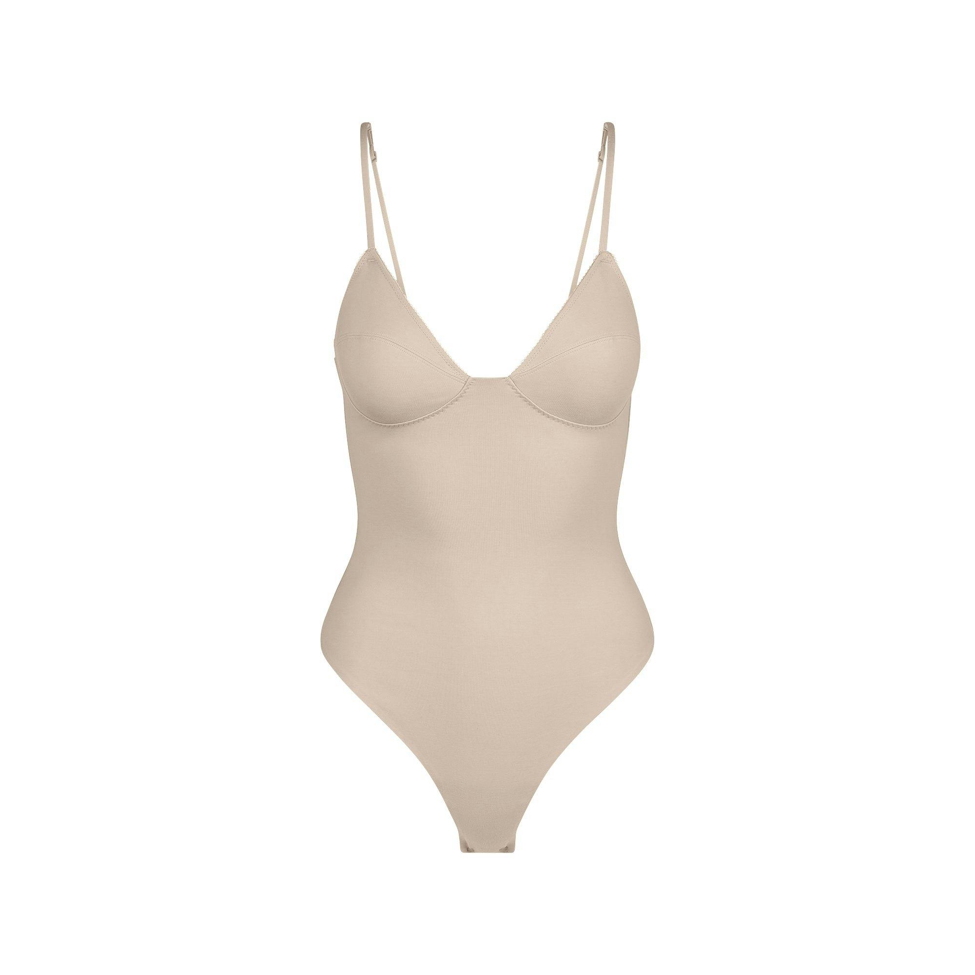 COTTON SHAPEWEAR HIGH-WAISTED THONG | LINEN Product Image
