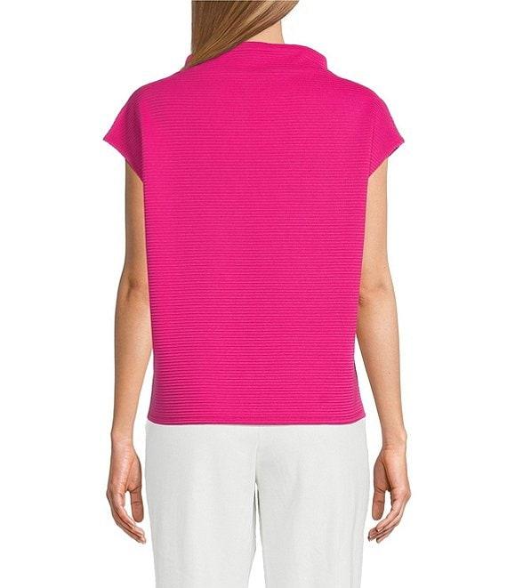 Investments Petite Size Knit Short Sleeve High Neck Ottoman Top Product Image