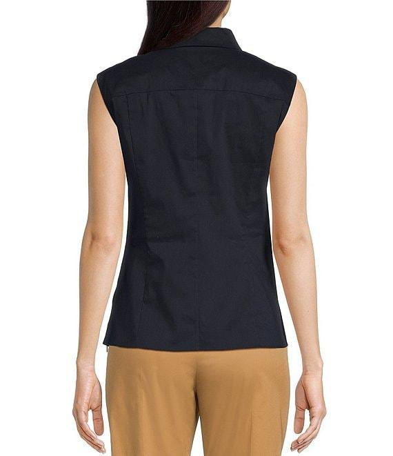 BOSS by Hugo Boss Bashivah Cotton Poplin Point Collar Sleeveless Side Zip Blouse Product Image