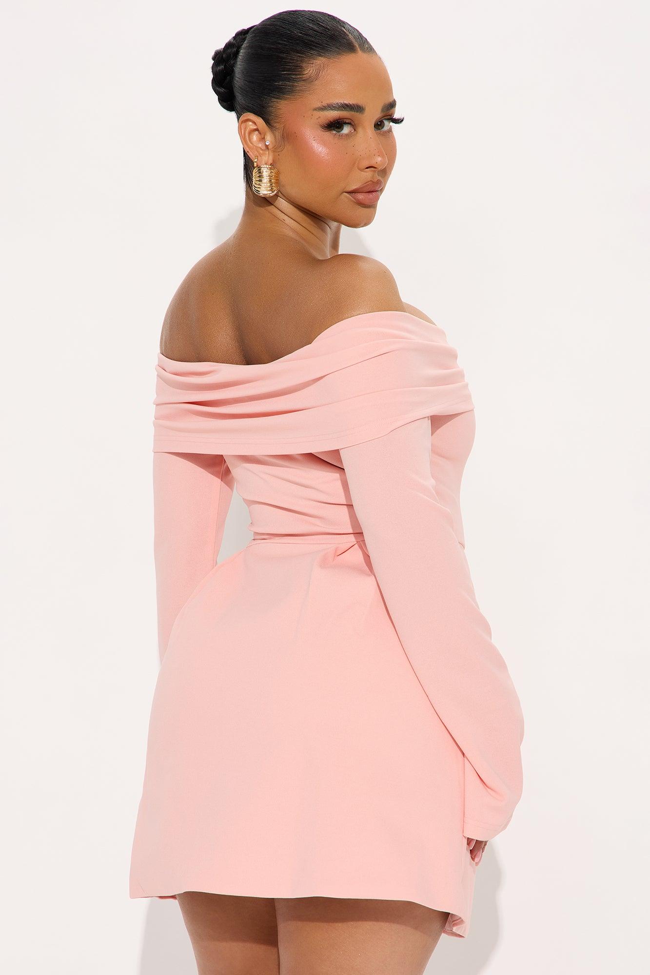 Mina Off Shoulder Mini Dress - Blush Product Image