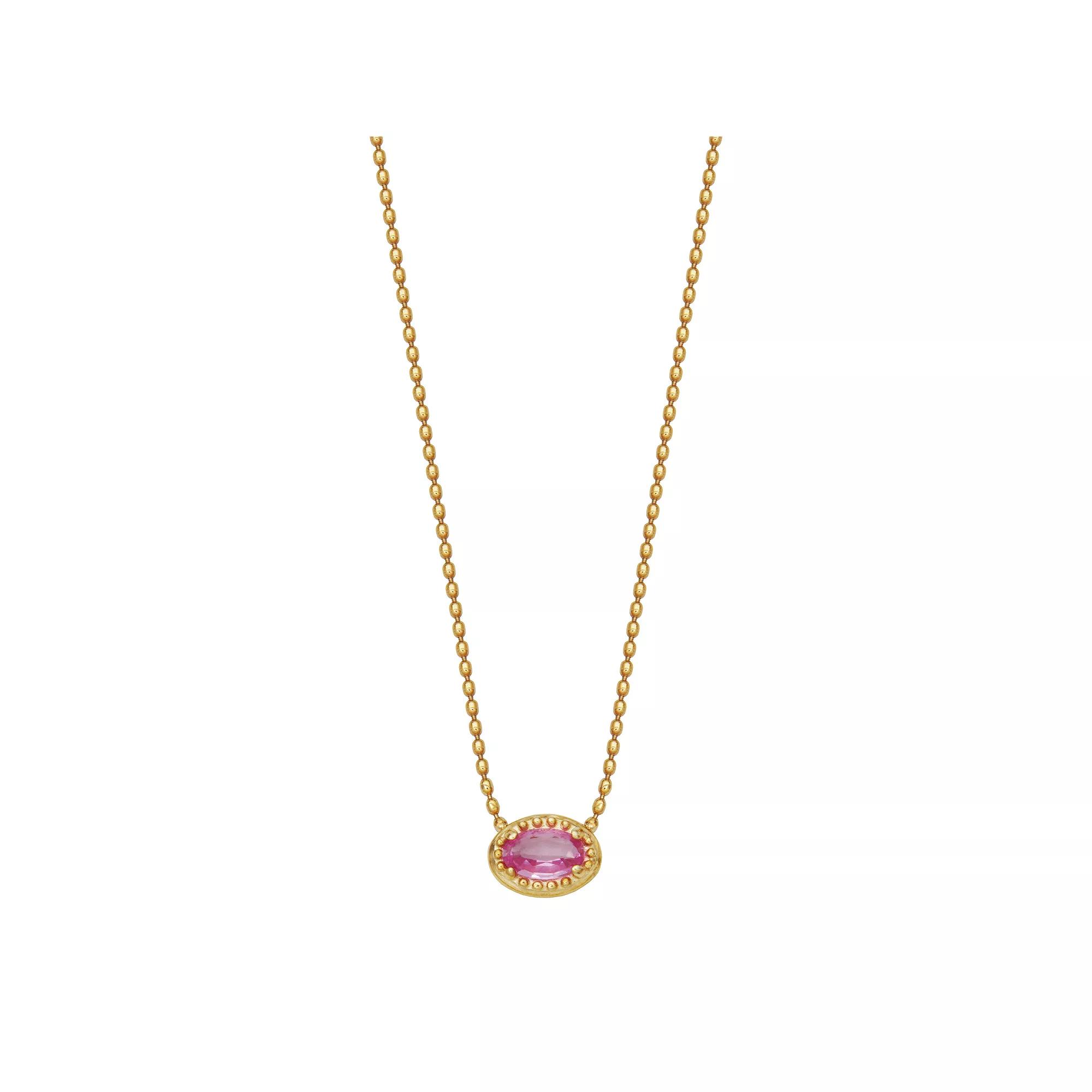 10k Gold Pink Sapphire Solitaire Necklace, Women's, Size: 18" Product Image