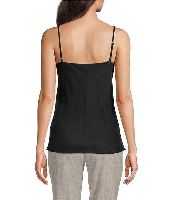 KARL LAGERFELD PARIS Solid Cowl Neck Sleeveless Hardware Strap Detail Tank Product Image