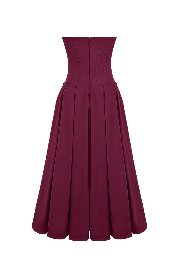Lady  wine strapless midi dress Product Image