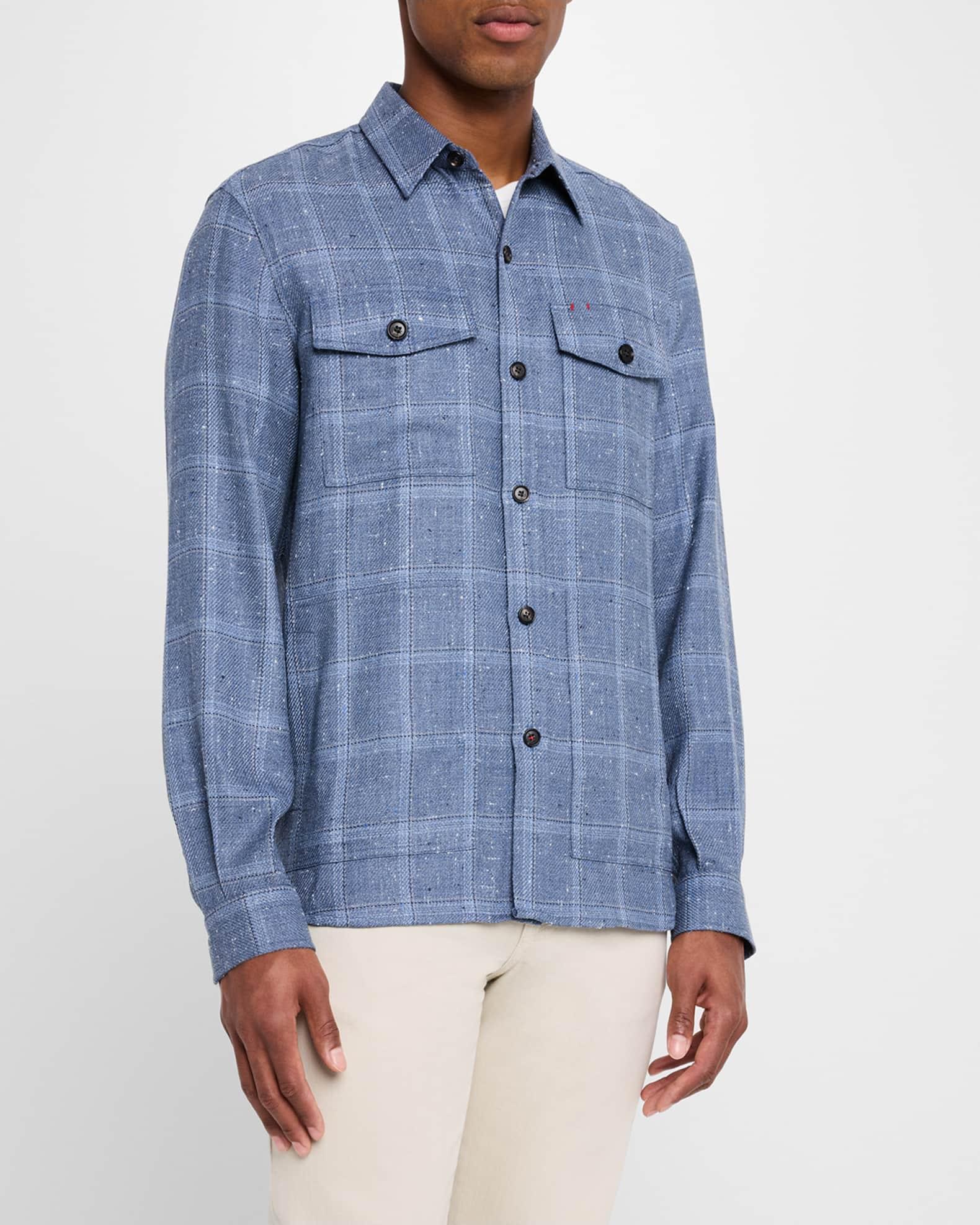Men's Wool and Silk Windowpane Overshirt Product Image