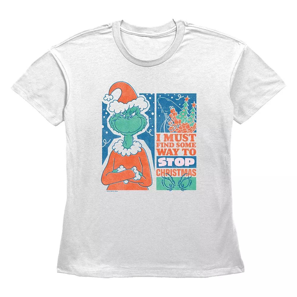 Women's Dr. Seuss Grinch Must Stop Christmas Graphic Tee, Size: Large, White Product Image