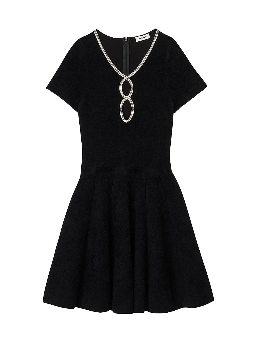 Womens Rhinestone Velvet Dress Product Image