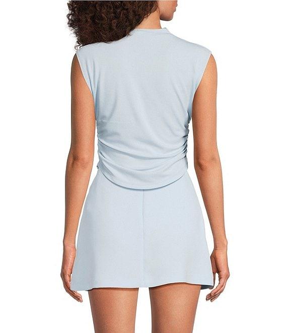 Gianni Bini Knit Mock Neck Cap Sleeve Crop Top Product Image