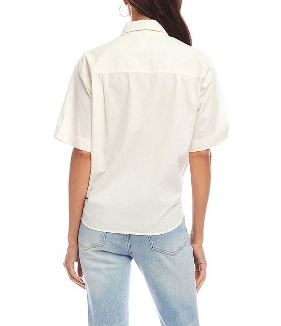 Karen Kane Point Collar Short Sleeve Tie Front Top Product Image