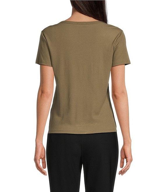 DKNY By Donna Karan Twist Crew Neck Short Sleeve Rib-Knit Top Product Image