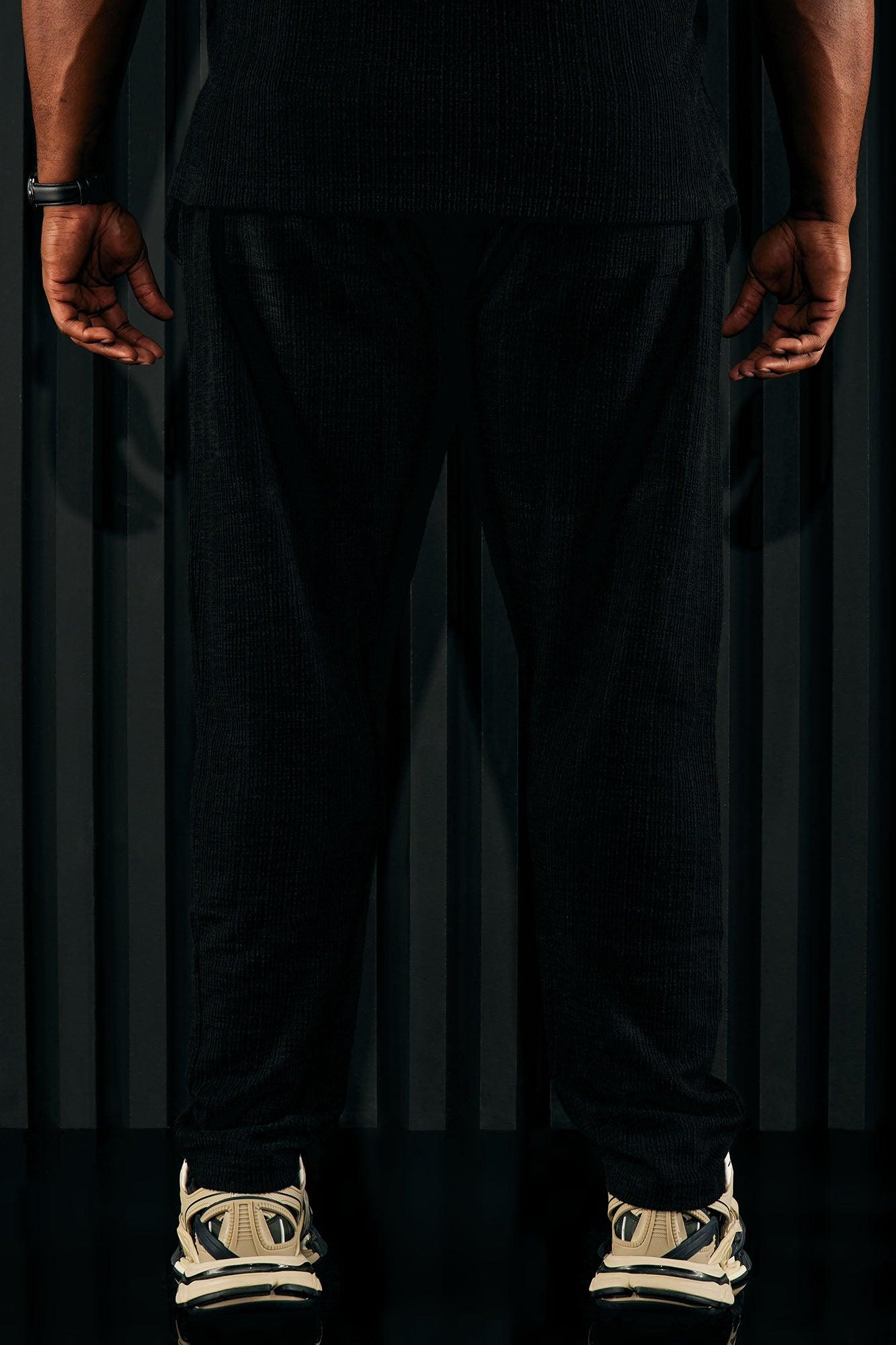 Dean Textured Slim Pants - Black Product Image