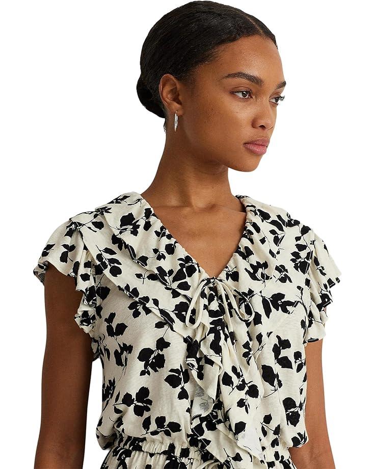 Floral Ruffle-Trim Georgette Blouse Product Image
