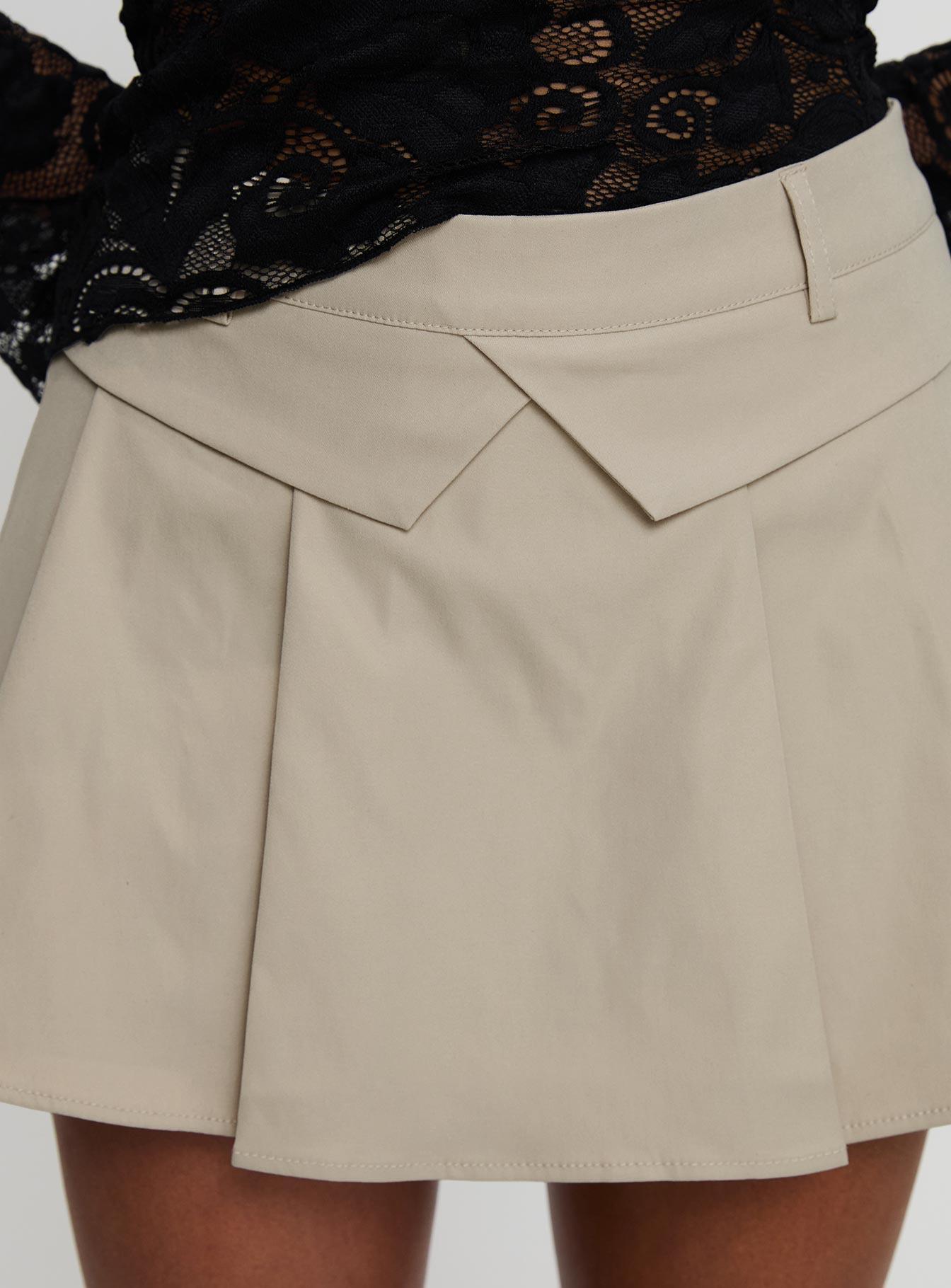 Khaite Pleated Mini Skirt Beige Product Image