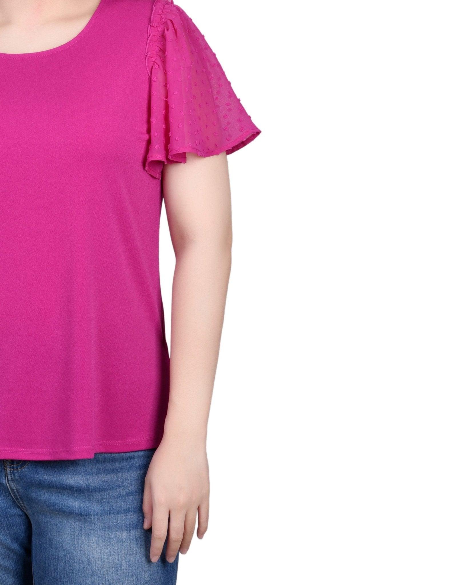 Clip Dot Flutter Sleeve Top - Petite Product Image