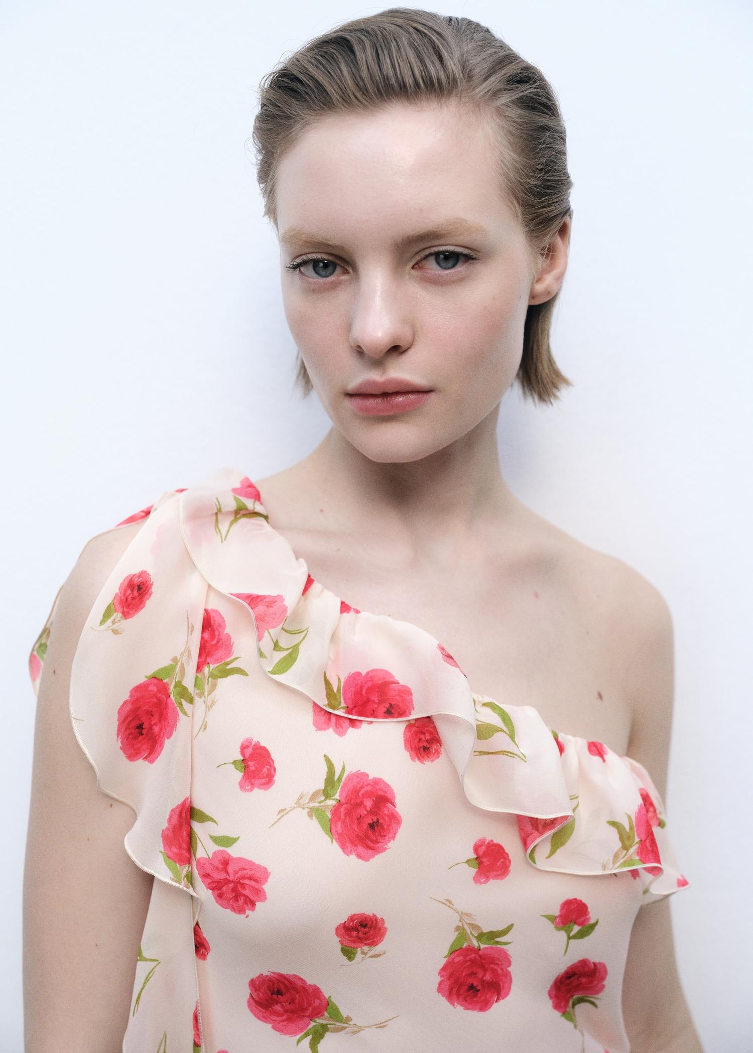 Floral ruffled dress - Women | MANGO USA Product Image