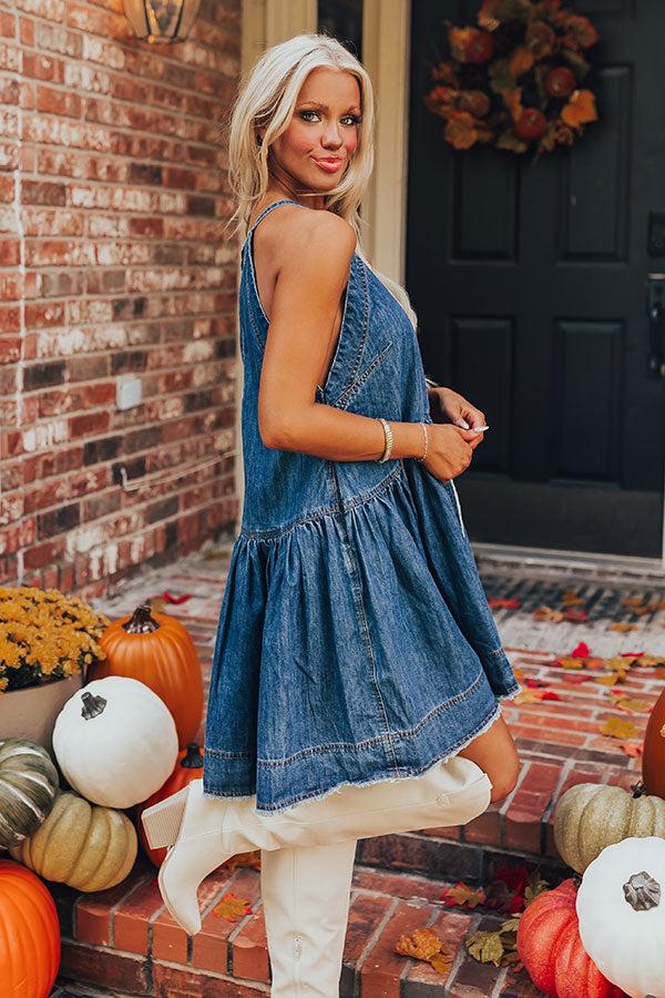 Always In Style Denim Mini Dress in Dark Wash Product Image