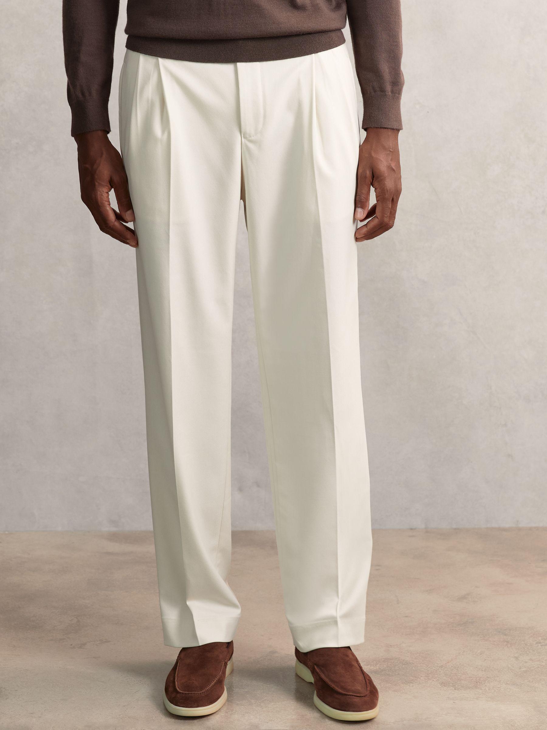 Relaxed-Fit Twill Drawstring Trousers in Ecru Product Image