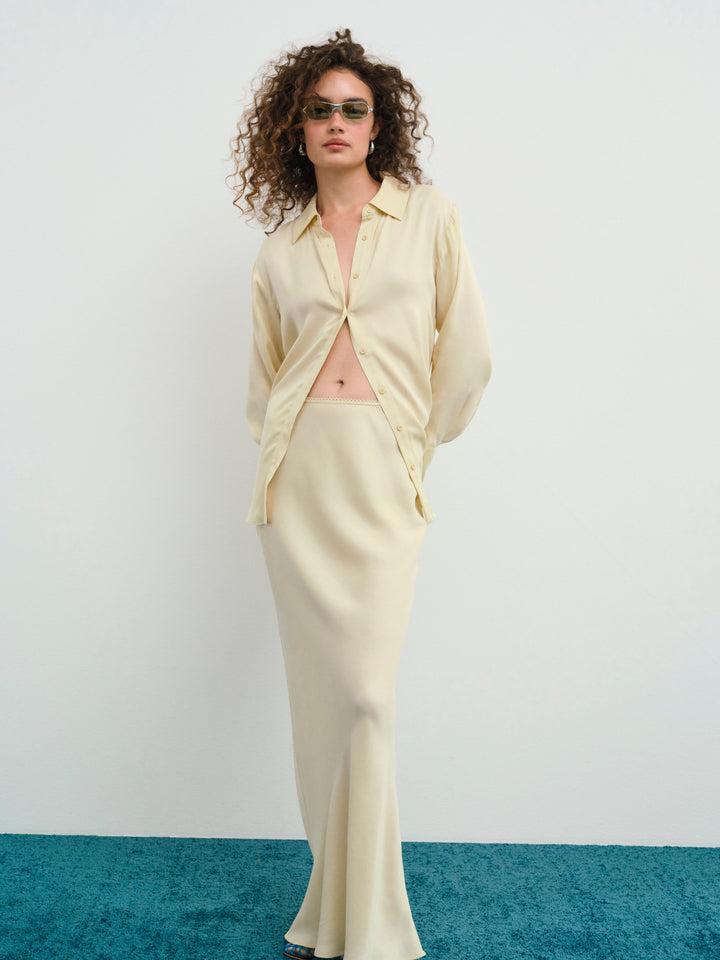 Clarabell Button Down Shirt — Yellow Product Image