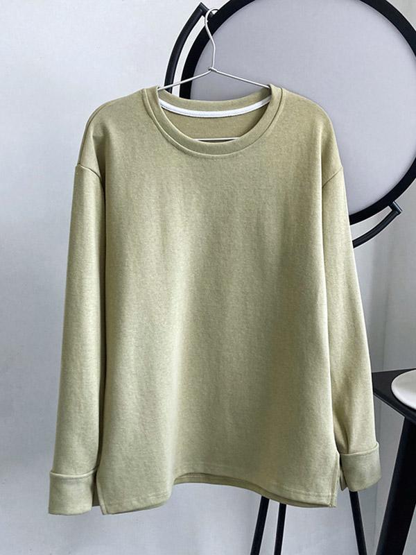 3 Colors Loose Casual Solid Color Split-Side T-Shirt Top Product Image