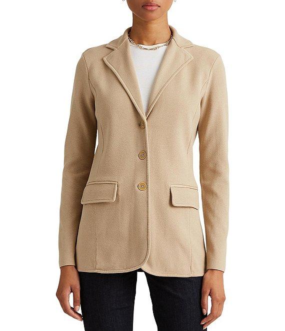 Lauren Ralph Lauren Notch Lapel Long Sleeve Cotton Knit Blazer Product Image