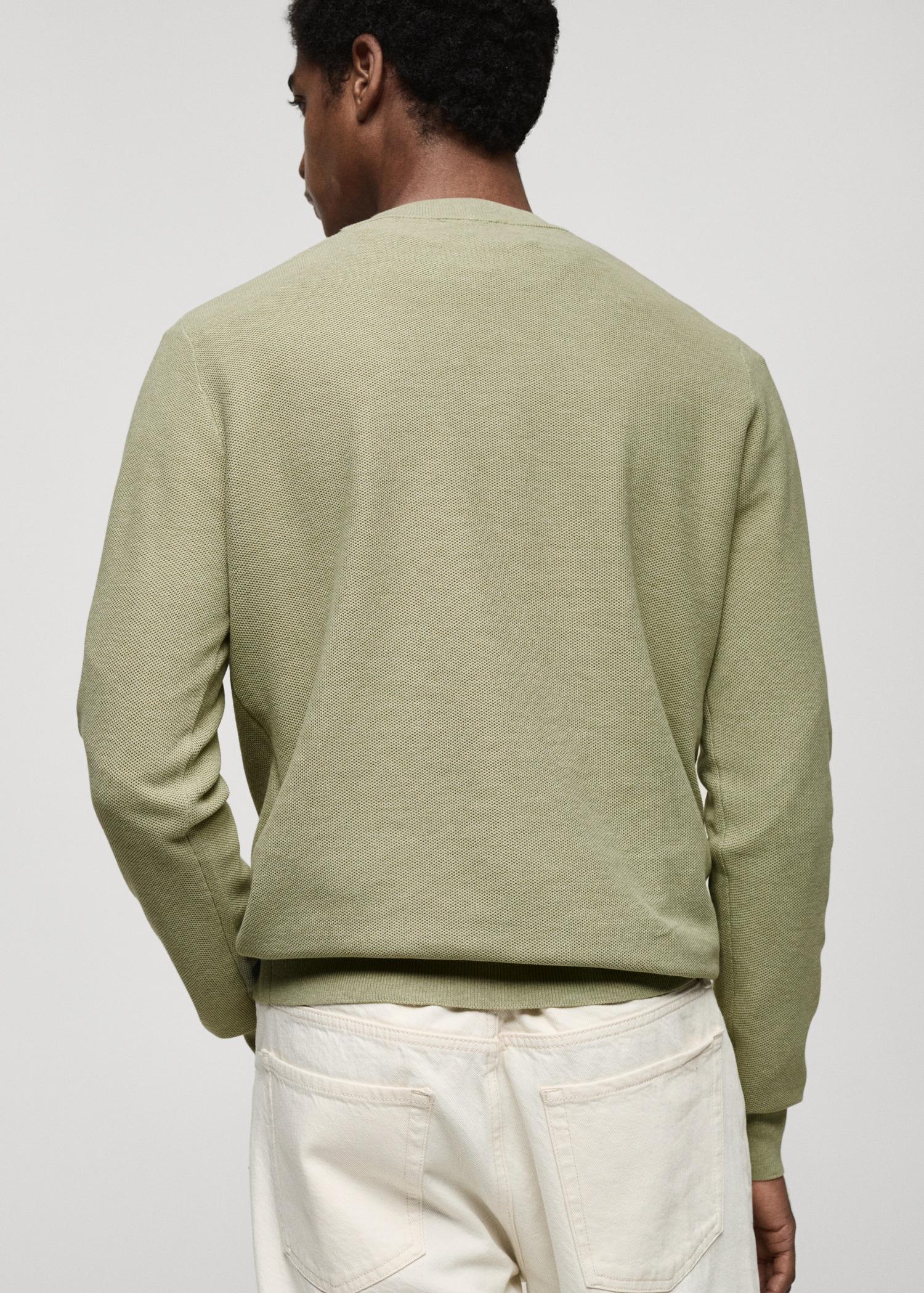 Microstructured cotton knitted sweater - Men | MANGO USA Product Image