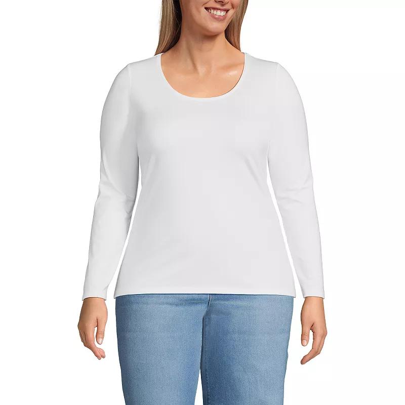 Plus Size Lands' End Lightweight Jersey T-Shirt, Women's, Size: 1XL, Black Product Image
