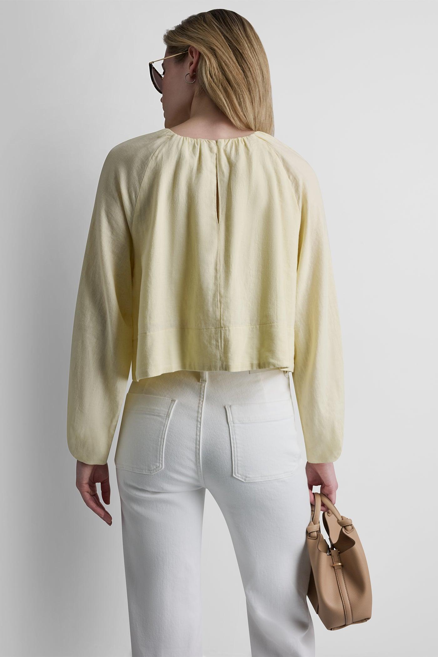 LINEN-BLEND RAGLAN SLEEVE BLOUSE Product Image