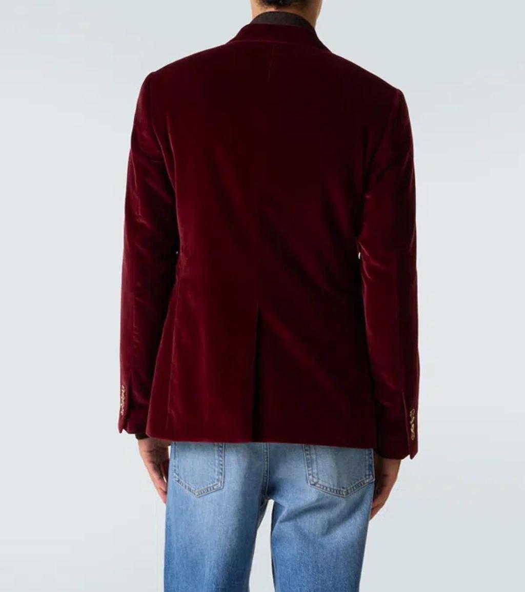 DOLCE & GABBANA Sicilia Velvet Double-breasted Blazer In Red Product Image