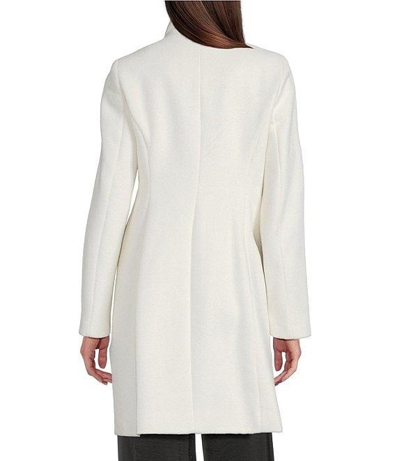DKNY by Donna Karan Petite Size Wool Blend Stand Collar Snap Front Coat Product Image