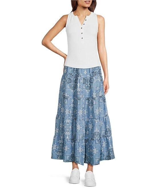 Reba Ribbed Knit Scoop Neck Sleeveless Tank Product Image