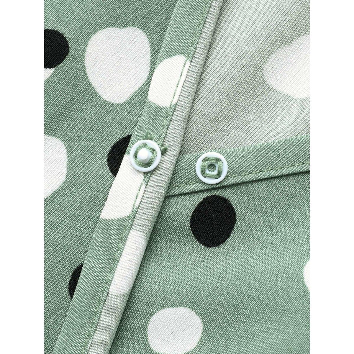 Plus Size Dots Print Surplice Neck Midi Dress Greenbean Women At the Office Non Overlap Collar Elbow-length sleeve Curvy BloomChic 26/4X Product Image